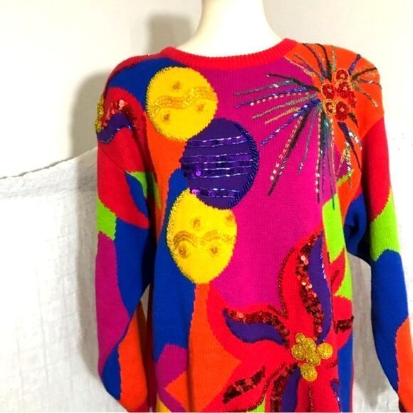 I.B. Diffusion VTG Original 90's Colorful Sweater Size Small - Picture 3 of 9